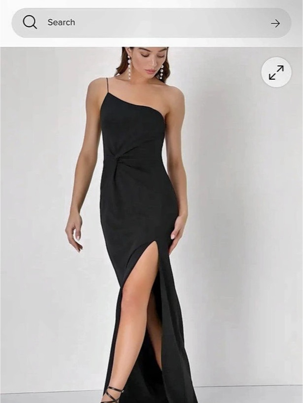 Lulus Dramatic Efforts Black One-Shoulder Knotted Maxi Dress NWT - Picture 2 of 5